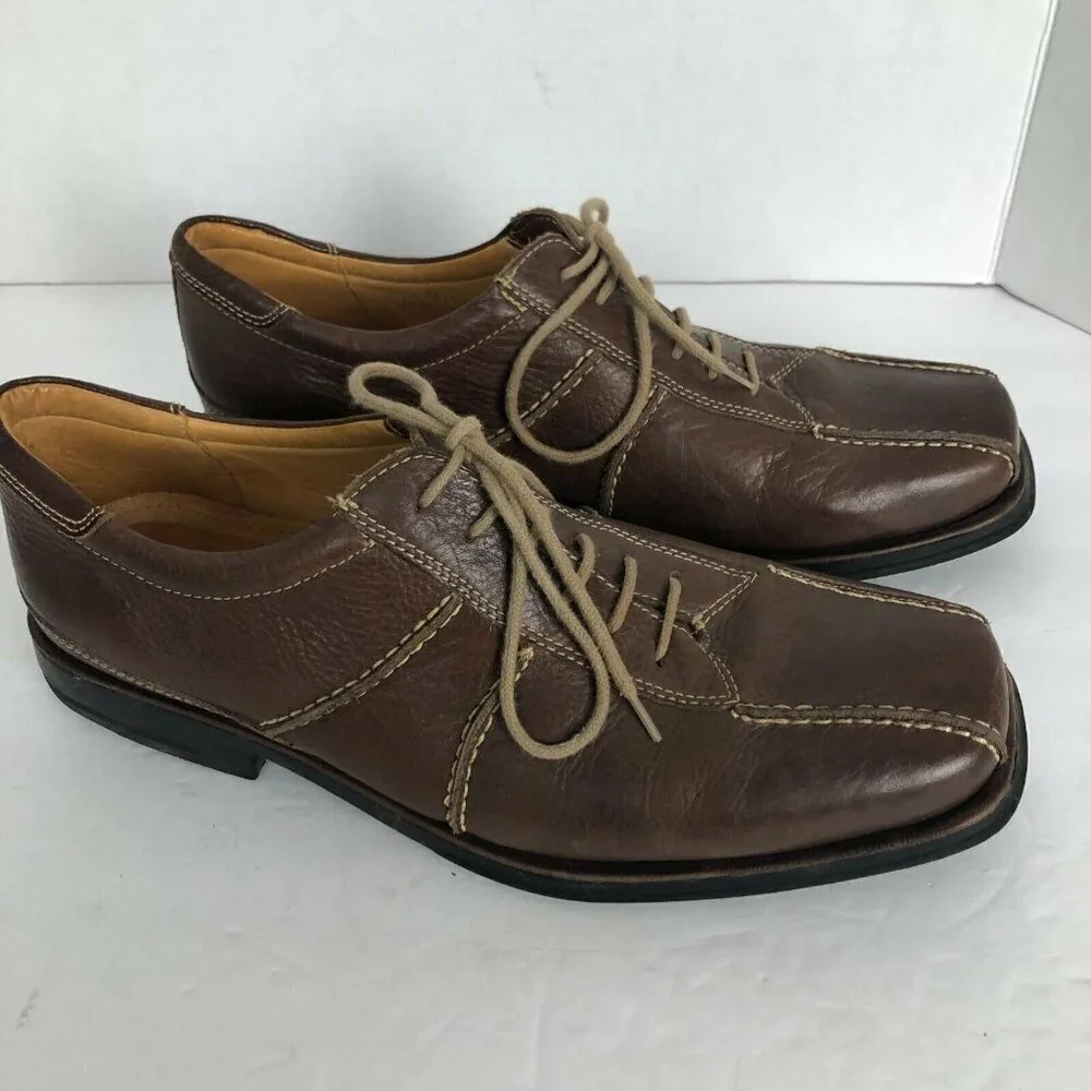SANDRO Leather Oxfords Men's size 10 D Brown Square Toe Lace Up